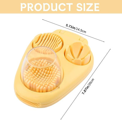 3-in-1 Egg Slicer for Hard Boiled Eggs, Stainless Steel Wire Egg Cutter with ABS Frame, Multi-Functional Kitchen Gadget for Slicing Strawberries, Bananas, Mushrooms & Cheese(Yellow)