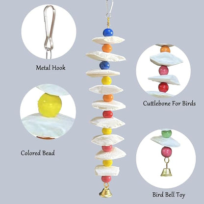 3 Pack Bird Toys with Cuttlebone for Birds,Parakeet Toys- Calcium Chew Toys & Grinding Stone for Parakeets, Budgies, Cockatiels, Lovebirds Prevents Destructive Chewing, Easy to Install