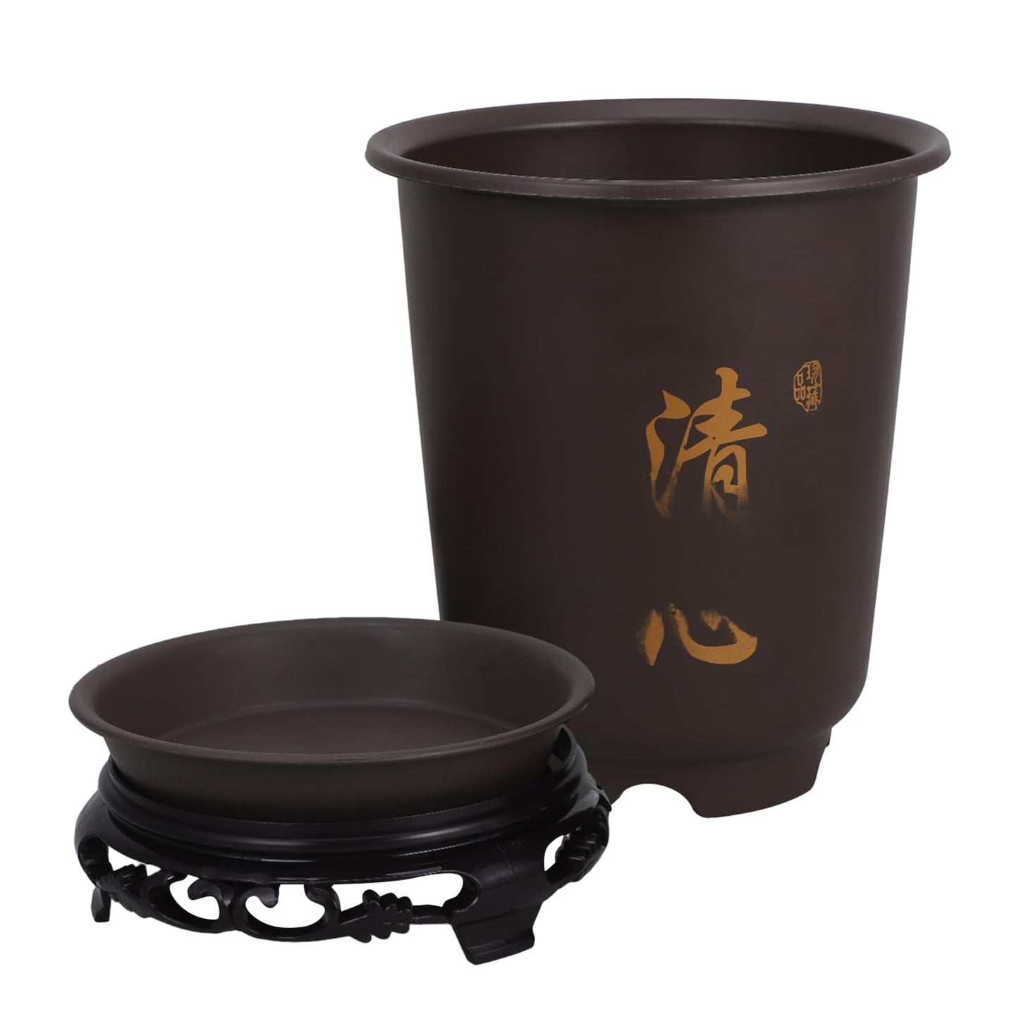 1Set Orchid Flower Pot with Base Rounded Plastic Plant Pots for Use Lightweight and Breathable Design for Plants and Flowers