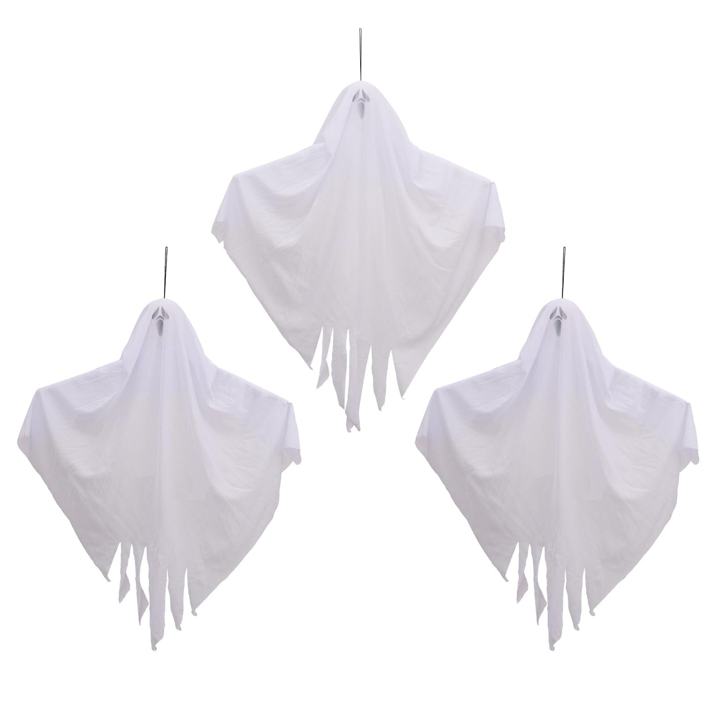 3 Pack Halloween Hanging Ghosts - 23.6 Inch Flying Ghosts Ideal for Halloween Decorations Indoor & Outdoor, Party Decor, Front Yard, Porch, Patio, Lawn, Garden Trees and Wreath