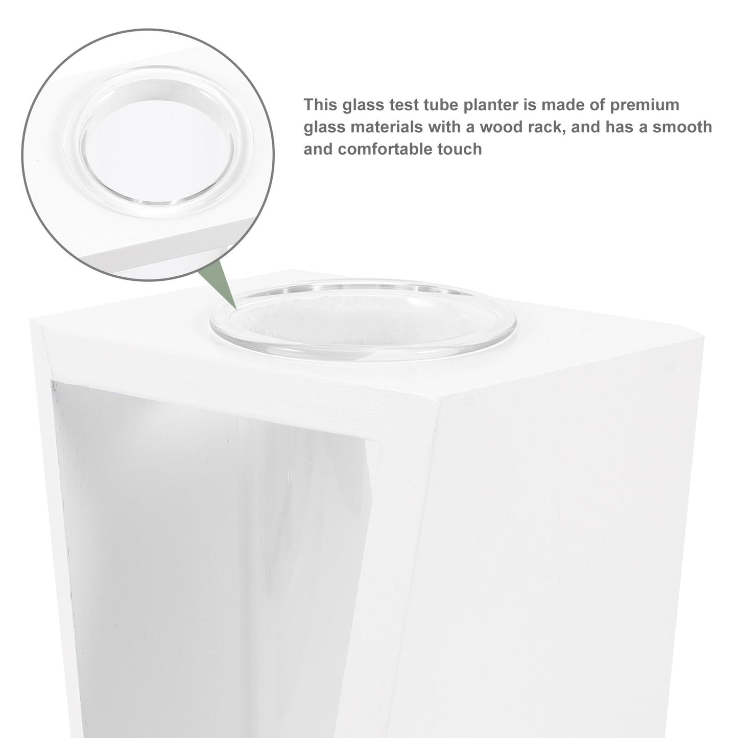 Holibanna Wood Frame Test Tube Propagation Vase, Nordic Style Glass Plant Terrarium with White Stand for Hydroponic Indoor Home Décor and Green Plant Display