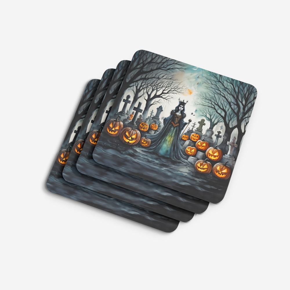 Caroline's Treasures Evil Queen Spooky Halloween Foam Coaster Set of 4 Cup Coasters for Indoor and Outdoor, Coaster for Tabletop Protection, Anti Slip, Mouse pad Material