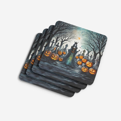 Caroline's Treasures Evil Queen Spooky Halloween Foam Coaster Set of 4 Cup Coasters for Indoor and Outdoor, Coaster for Tabletop Protection, Anti Slip, Mouse pad Material