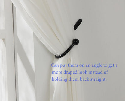 VRSS Wall Mount Curtain Tiebacks Drapery Holdbacks Curtain Holdback Hooks 6" L x 3" W Simple Style (4pcs Black)