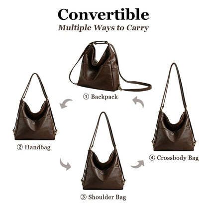 Ruvafeny Convertible Backpack Purse for Women Tote Backpack Convertible Hobo Bag Vegan Leather Crossbody Shoulder Handbags