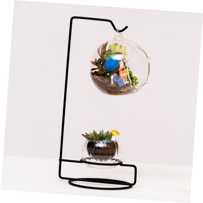 HAKIDZEL 5pcs Micro-Landscape Hydroponics Display Stand Glass Iron Plant Hanger Indoor Terrarium Decor