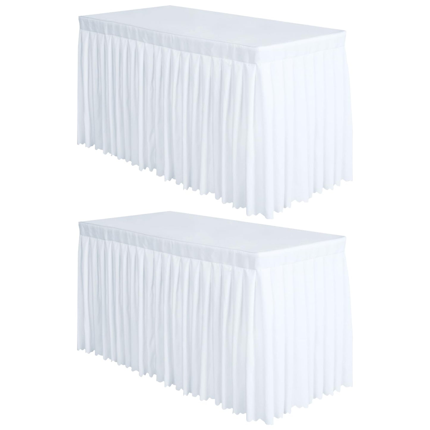 Surmente 2 Pack White Table Skirt, 14ft Polyester Tablecloth for Weddings, Banquets, or Restaurants