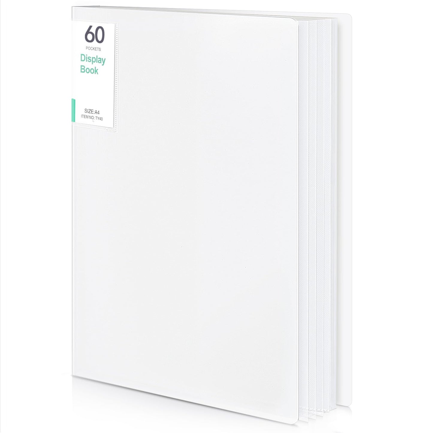 Phyxin 60-Pocket Portfolio Binder Organizer, Binder Sheet Protectors 8.5" x 11", Displaying 120 Page Plastic Folders for Documents, Document Organizer for Concert, Artwork, School & Office Use, White