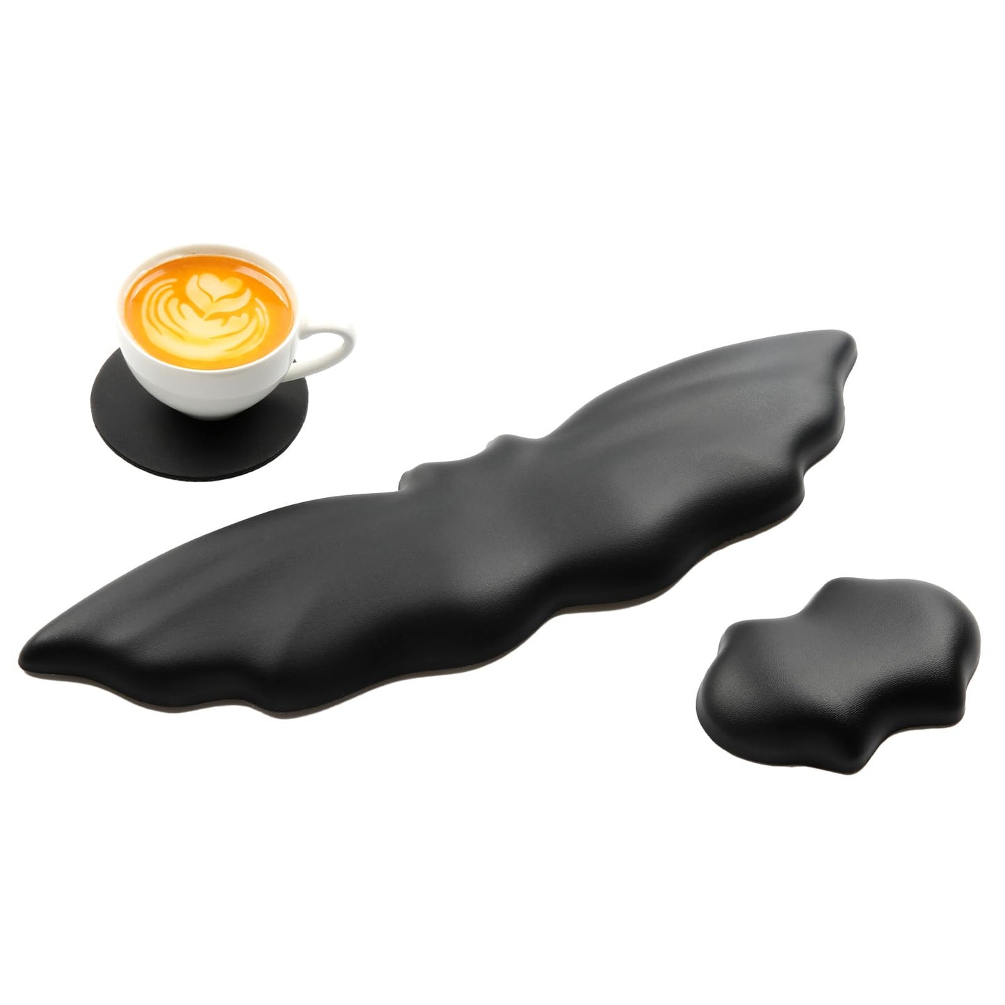 Tscuite Keyboard Wrist Rest - Soft Leather Halloween Bat Wrist Pad for Mouse Wrist Rest with Non-Slip Base, Wrist Pad for Keyboard,Arm Rest for Desk Computer Laptop Mac Gaming Office Black