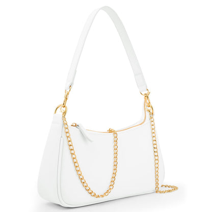 Uygafly Purses for Women Shoulder Bag and Handbags,Small Leather Purse with Removable Straps - White