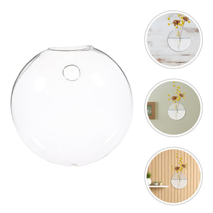 Uonlytech 2pcs Wall-Mounted Glass Hydroponic Vase Set for Indoor Plants Flat Glass Flower Vases with Hanging Holder Decorative Terrariums for Home Garden