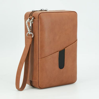 Goshentech Leather cedar cood,Capacity: 6 pcs,portable travel case (Brown)