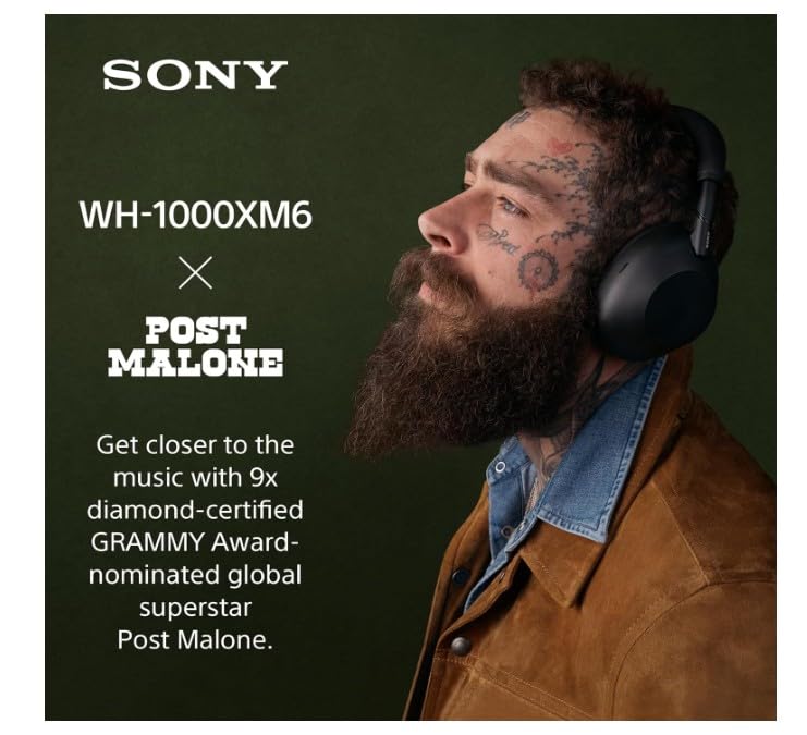 Sony WH-1000XM6 Flagship Noise Cancelling Over-Ear Wireless Bluetooth Headphones, Signature High-Definition Sound, Superior Comfort, Foldable Design, Durable Case, 30 HR Battery, iOS and Android