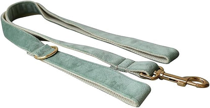 Love Dream Velvet Dog Collar and Leash Set, Soft & Comfy Adjustable Dog Leash and Collar with Heavy Duty Metal Buckle for Small Medium Large Dogs Training & Walking (XLarge, Mint Green)