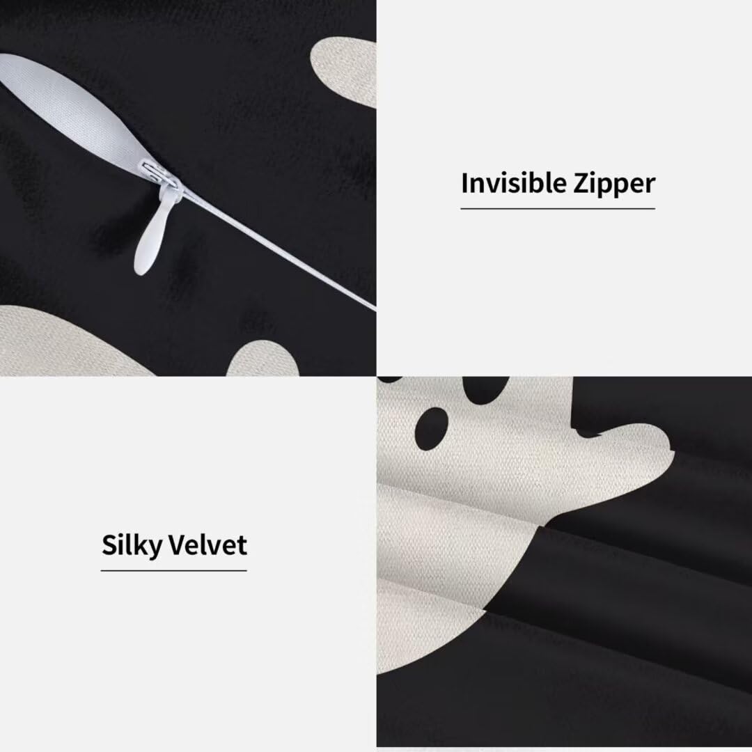 Sunshineyan Halloween Pillow Covers 18X18 Inch Set of 2 Black White Ghost Decor Throw Pillow Covers Halloween Cushion Cases Farmhouse Decorative Outdoor Pillow Covers for Couch Home Sofa Living Room