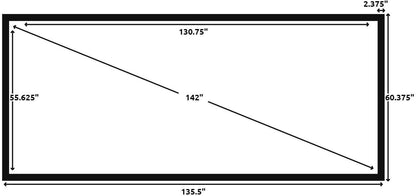 Silver Ticket Products STR Series 6 Piece Home Theater Fixed Frame 4K / 8K Ultra HD, HDTV, HDR & Active 3D Movie Projection Screen, 2.35:1 Format, 138" Diagonal, Silver Material STR-235138-S