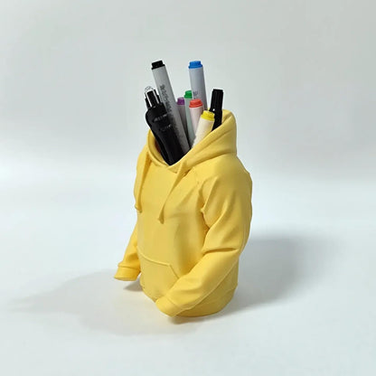 TIME&TRAVE Unique Sweatshirt Pen Holder for Desk, 3D Printed Creative Pencil Holder Desk Organizers, Office Supplies Decorations Idea Gift for Men Women Kids(Yellow)
