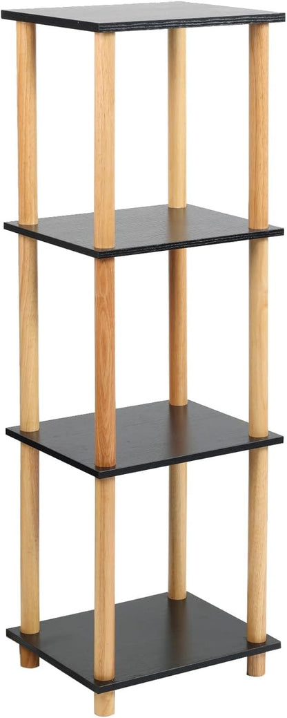Haeterna 4-Tier Black Bookshelf, Wooden Bookcase with Open Shelves, for Small Spaces,Living Room Bedroom Office,No-Tool Assembly,11.8" D x 14.1" W x 47.2" H inches.