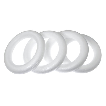 RLECS 4pcs 6.7 Inch Foam Wreath Forms for Crafts White Circles for Christmas Decorations Wreath Shaped Foam Ring