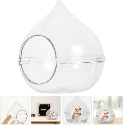 Ipetboom Acrylic Hamster Bathtub Transparent Dust Bath Container for Chinchilla Small Pet Cage Accessory