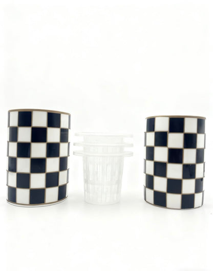 Porlien Ceramic Checker Plant Pots Indoor with Drainage, Set of 2