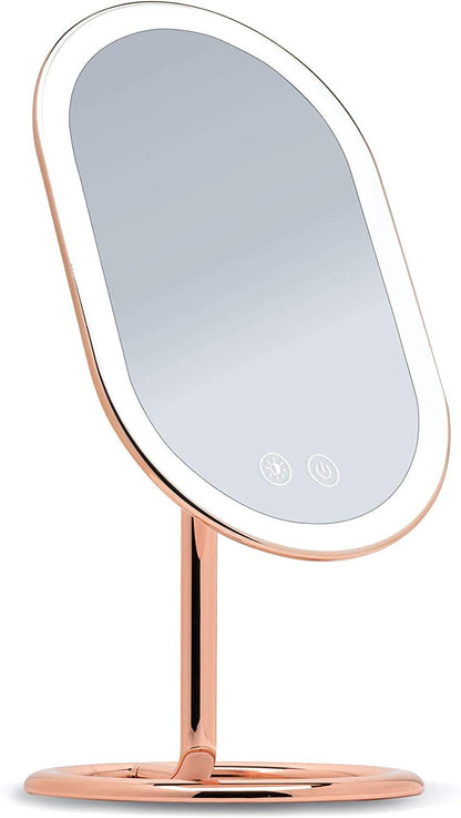 Fancii Vera LED Lighted Vanity Makeup Mirror, Rechargeable - Cordless Illuminated Cosmetic Mirror with 3 Dimmable Light Settings, Dual Magnification (Chrome)