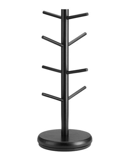 Lorbro Coffee Mug Tree, 360° Rotated Mug Holder with 8 Hooks, Wooden Coffee Cup Holder Rack Stand Accessories for Countertop Kitchen Decor Organizer