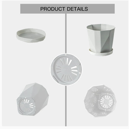 BovcTrraann 4-Pack Plant Pot, 5 Inch Plastic Flower Pots with Drainage Hole and Saucer, Plastic Planters for Indoor Outdoor Garden Plants, Flowers and Succulents (White)