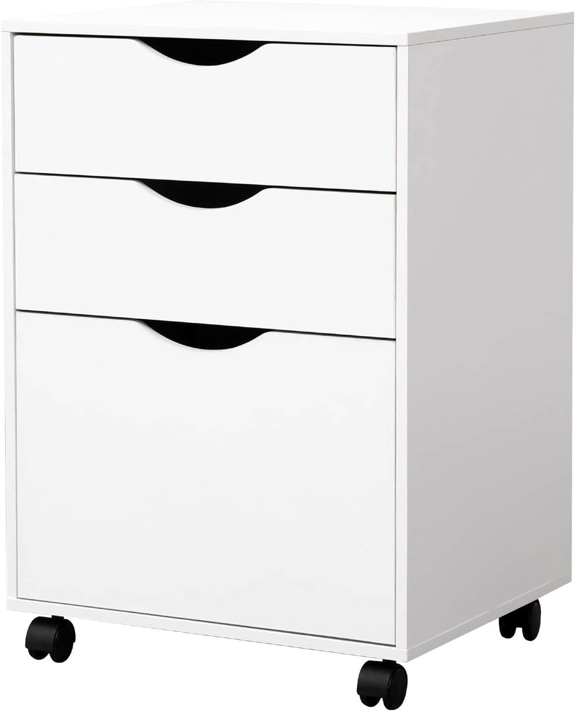 QDSSDECO 3 Drawer Mobile File Cabinet, Rolling Vertical Filing Cabinet fits A4, Legal Paper and Letter Paper for Home Office, White