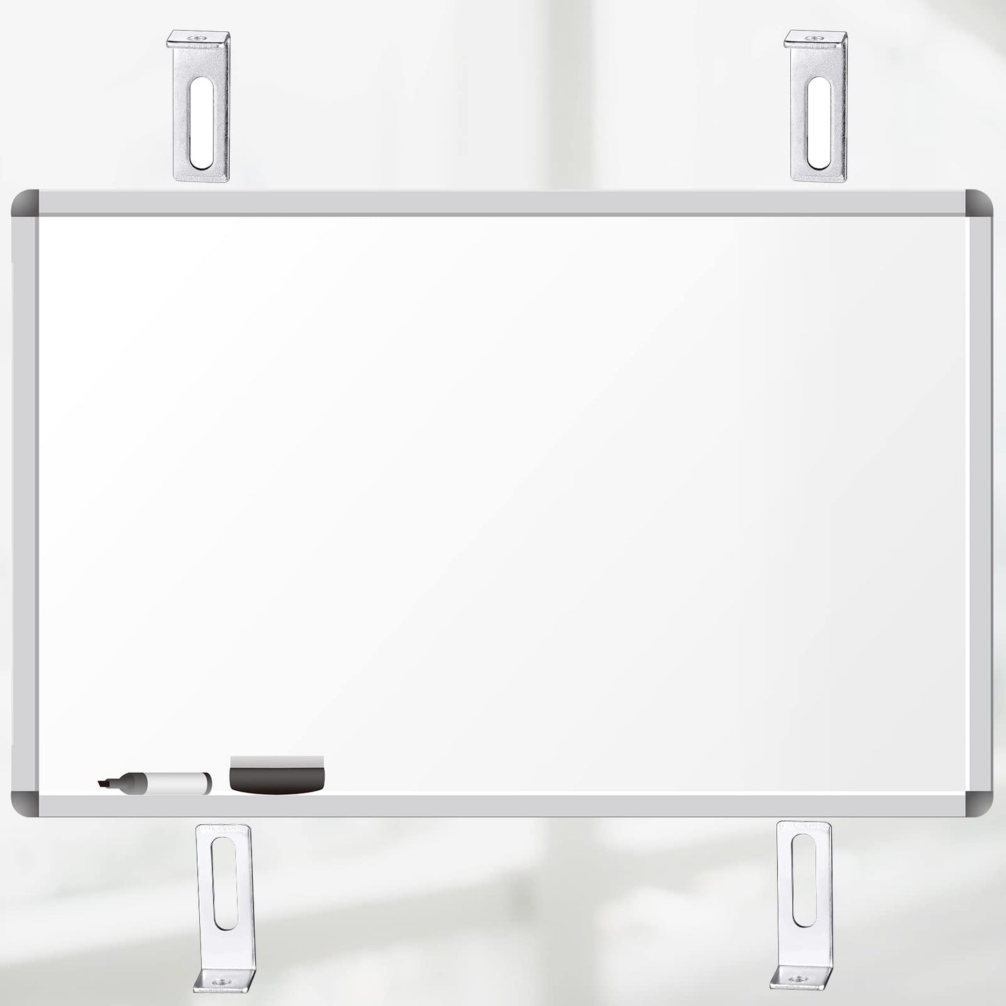 Oudain 40 Set Wall Brackets Whiteboard Mounting Hardware Wall Installation Hardware Kit Whiteboard Mounting Brackets Include Hanger Supports, Screws, Expansion Tube for Hanging Office Supplies