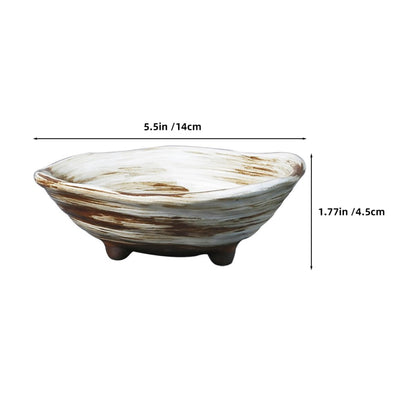 GALPADA Elegant Japanese Ceramic Moss Ball Bonsai Planter Versatile Footed Bowl Garden Decor Easy to Clean