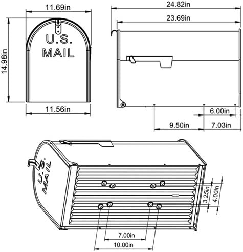 Gibraltar Mailboxes Stanley Extra-Large Capacity Galvanized Steel Grey, Post-Mount Mailbox, ST200000