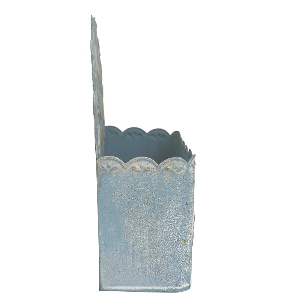 Chadechimo Decorative Hanging Wall Basket Shabby Chic Wall Planter for Indoor Planters Decor Blue Wall Planter Holder Metal Hanging Planter Wall Mounted Planter for Farmhouse Garden Wall Decor
