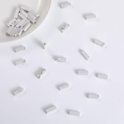 Natural White Turquoise Rectangle Tube Beads 4x13mm 38cm/str Loose Semi Gemstone Stone Beads for Making Bracelets Necklace Earrings