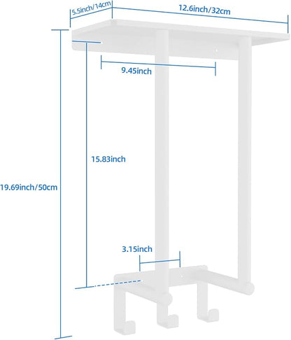 Towel Rack with Shelf and 3 Hooks, Bethom Towel Holders for Bathroom Wall Mounted, Metal White Towel Racks can Hold 3 Large Bath Sheets Blanket