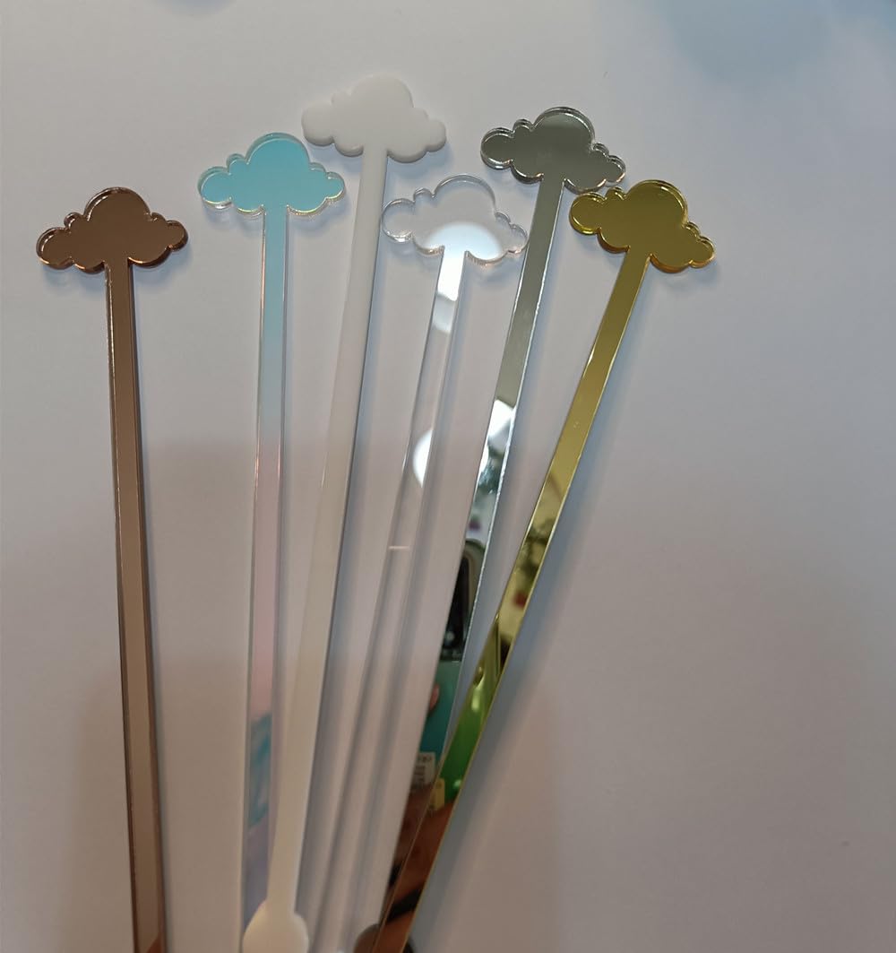 Cloud Drink Stirrers,Acrylic Stir Sticks for Engagement Party,Party Decor,Baby shower,Bridal Shower,Birthday (White)