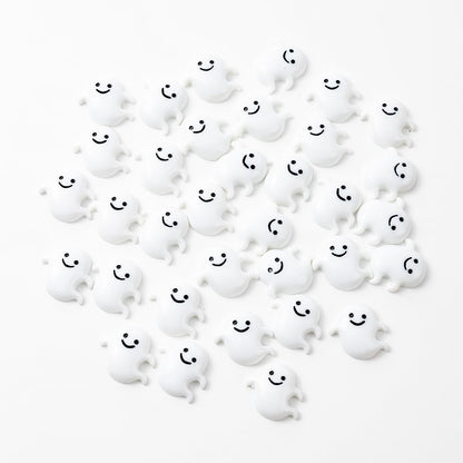 wybcfp 60Pcs Halloween Miniatures Ghost Charms Mini Resin Ghost Vase Fillers White Flatback Ghost Embellishments for Halloween Party Table Scatter Craft DIY Accessory