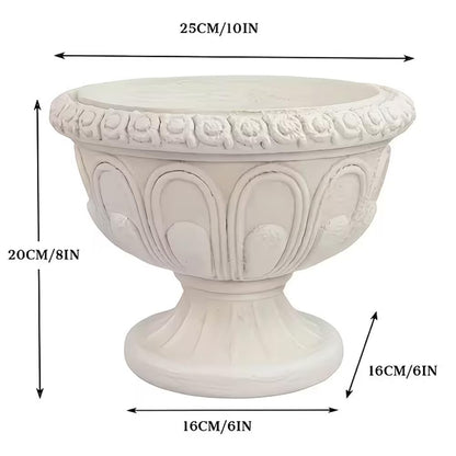 Chambtalie Elegant Outdoor Flowerpot European Style Beige Resin Crafts for Plants Decorative Outdoor Statue Pot Ideal for Yard and Garden Balcony Decor (1424)
