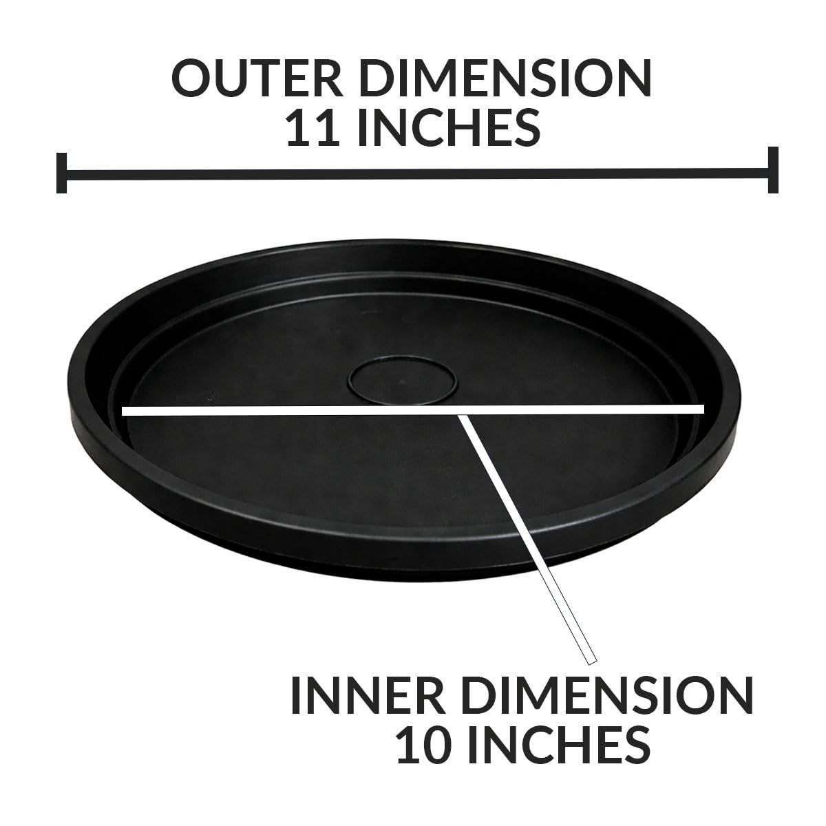 smart spring 10 Inch Plant Pot Tray USA Made – Durable Plastic Flower Pot Saucer – Plant Water Catcher for Indoor Outdoor Garden (6, Midnight Black)