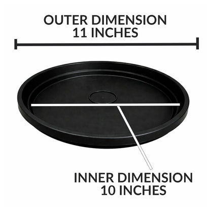 smart spring 10 Inch Plant Pot Tray USA Made – Durable Plastic Flower Pot Saucer – Plant Water Catcher for Indoor Outdoor Garden (6, Midnight Black)