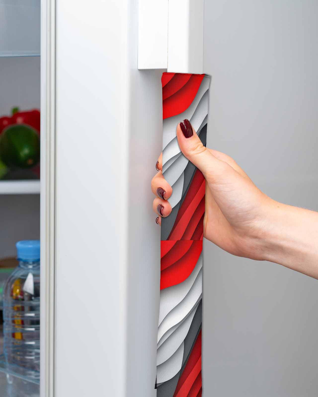 Red Black White Refrigerator Door Handle Covers Set of 2 for Dishwasher Microwave Oven Fridge Stove Appliance Door Handles,Abstract Geometric Grey Beach Stripe Washable Kitchen Bathroom Decor