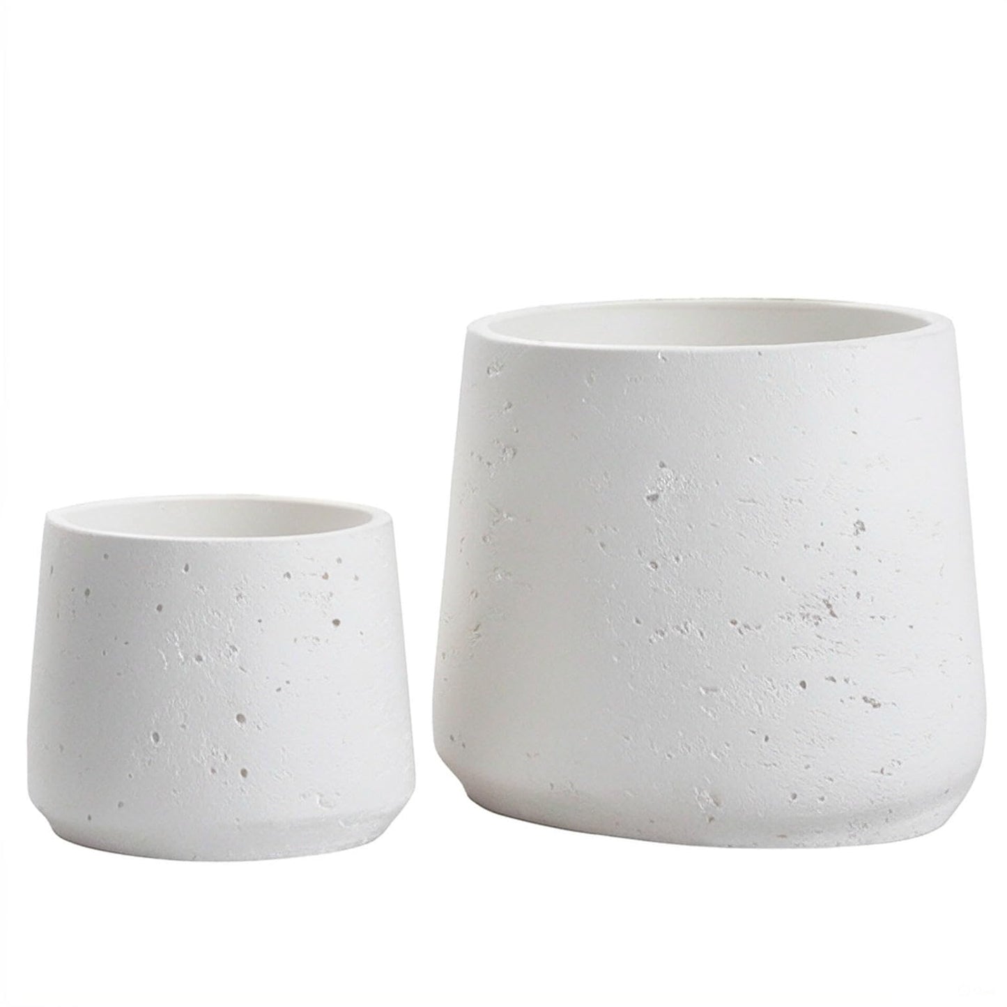 Copenhagen Copenhagen Matt White Ceramic Plant Pot Set of 2 - Ceramic Cement Planters for Indoor & Outdoors - Textured Effect
