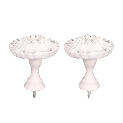SUQIOME Set of 2 Blossom Window Drapery Vintage Curtain Adhesive Medallion Holdbacks Tiebacks, Wall Hook, Tassel Holder for Room (White)