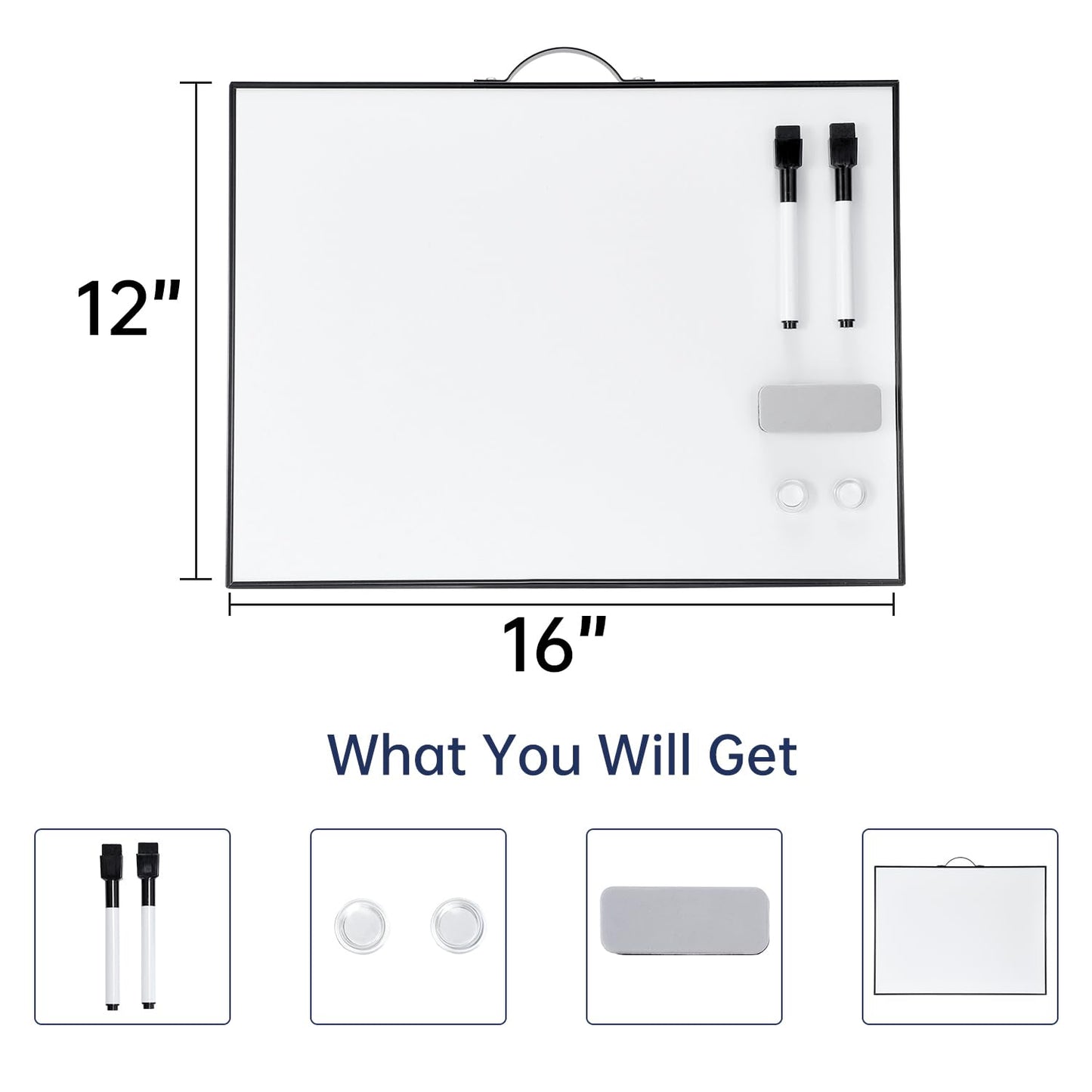 TSJ OFFICE Small White Board - 12 X 16 Inches Portable Aluminum Frame Magnetic Dry Erase Board with Holder, to Do List Notepad for Office, Home, School