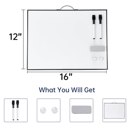 TSJ OFFICE Small White Board - 12 X 16 Inches Portable Aluminum Frame Magnetic Dry Erase Board with Holder, to Do List Notepad for Office, Home, School