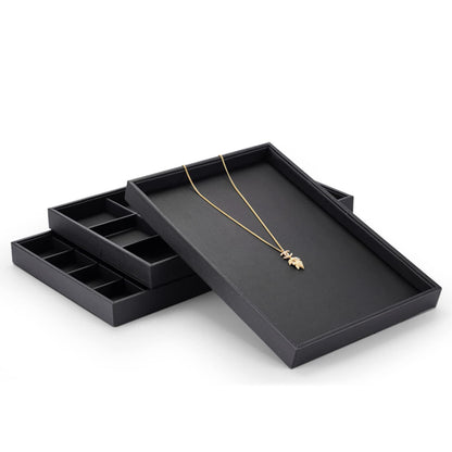 Oirlv Black Leather Jewelry Display Flat Tray Perfume Accessories Trinket Watch/Earring/Ring Storage Organizer