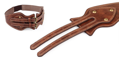 ICSTH Womens Obi Belt Vintage PU Leather Elastic Wide Waist Belt Fashion Retro Wide Belts (BROWN, 92CM)