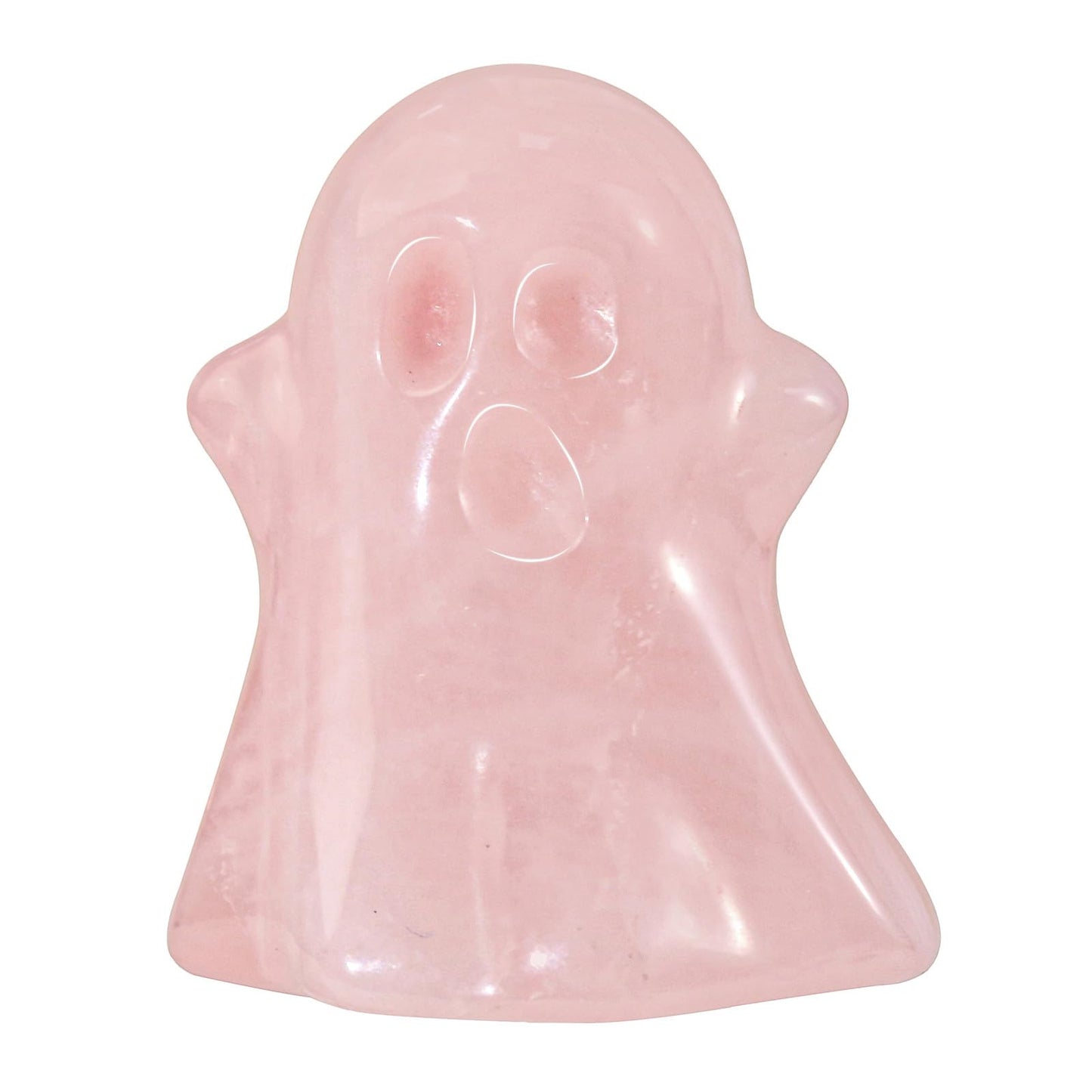 Rockcloud 2 PCS Crystal Stone Rose Quartz Ghost Pocket Stones Halloween Figurine Ghost Statue Ornament Party Decoration Supplies