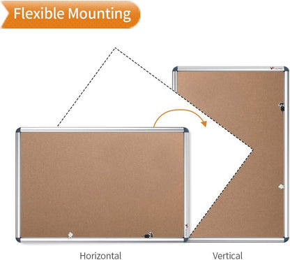 VIZ-PRO Tamperproof Lockable Cork Noticeboard Class 1 Aluminium Framed 48x36 Inches