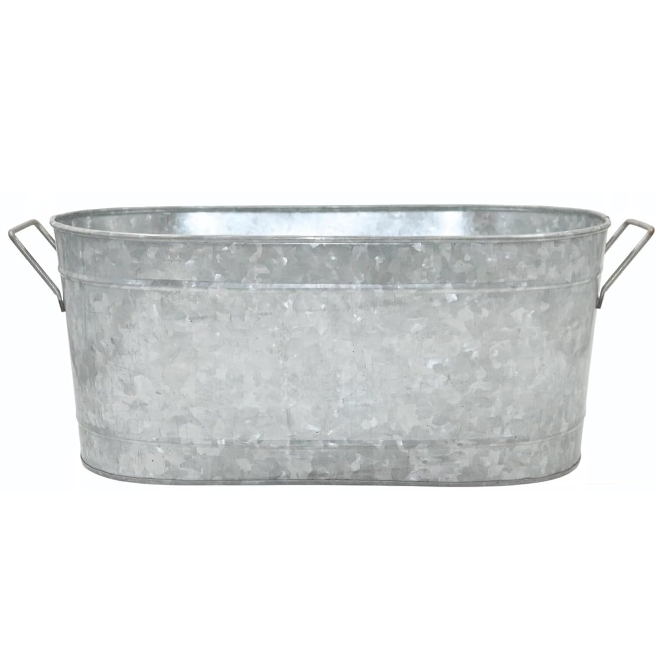 Hosley Galvanized Oval Tub with Handles 18 Inch - Beverage Party Chiller, Garden Planter, Multipurpose Party Ice Holder
